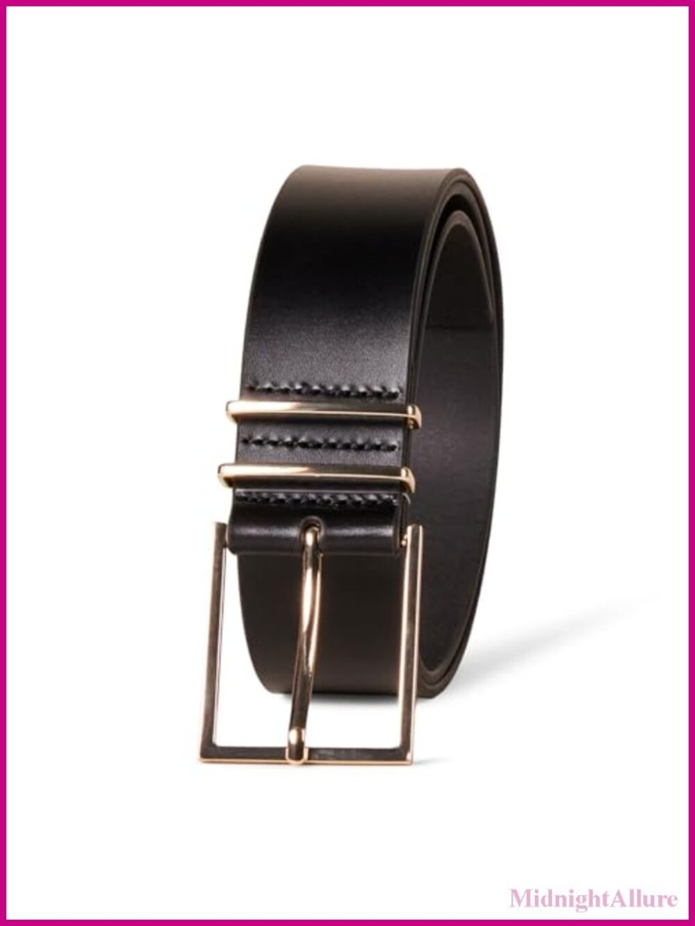 Genuine Leather Refined Buckle Dress Belt 1.5 Inch Wide